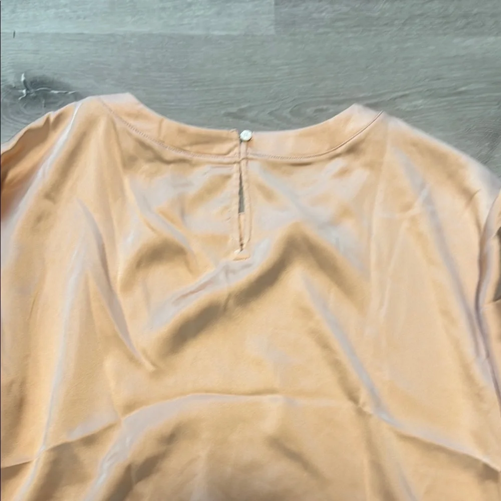 LOFT Blush Tan Puff Sleeve Satin‎ Crop Blouse
